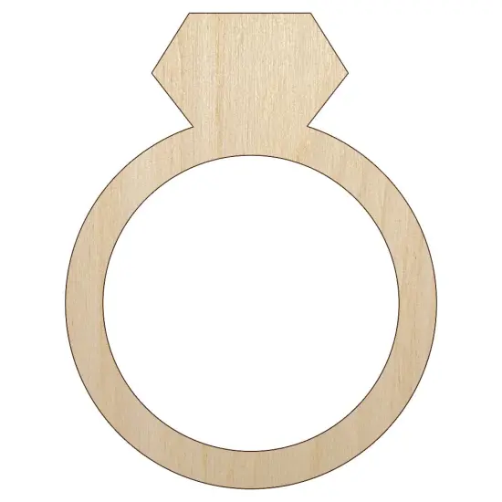 Diamond Ring Wedding Engagement Silhouette Unfinished Wood Shape Piece Cutout for DIY Craft Projects {1}