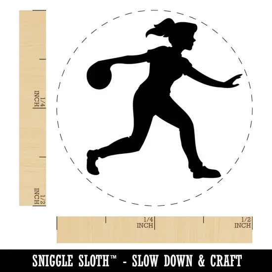 Woman Bowler Bowling Ball Side View Self-Inking Rubber Stamp Ink Stamper for Stamping Crafting Planners Lime Green {1}