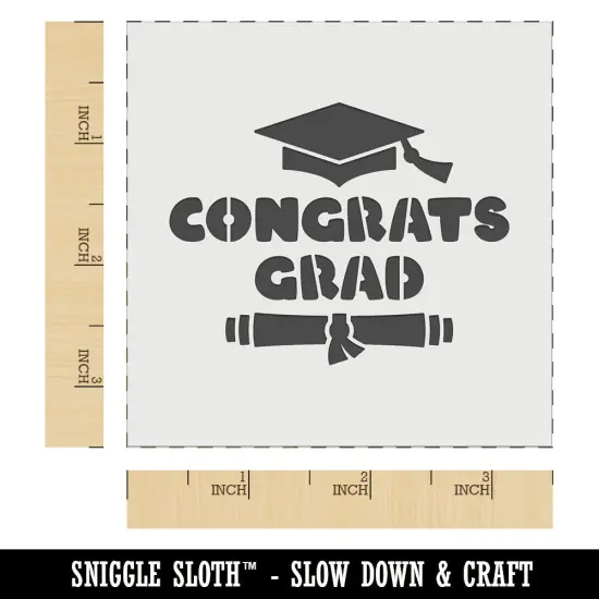 Congrats Grad Graduate Graduation Cap Diploma Wall Cookie DIY Craft Reusable Stencil {5}