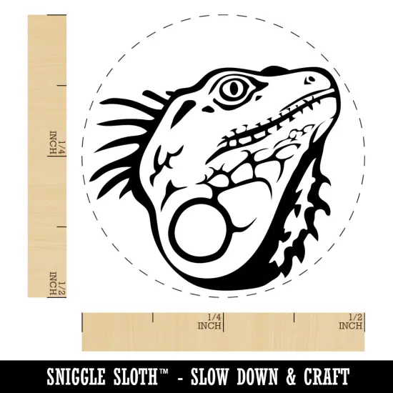 Spiny Green Iguana Lizard Head Self-Inking Rubber Stamp for Stamping Crafting Planners Sky Blue {1}