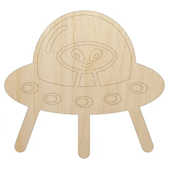 Alien Space Ship UFO Unfinished Wood Shape Piece Cutout for DIY Craft Projects {1}