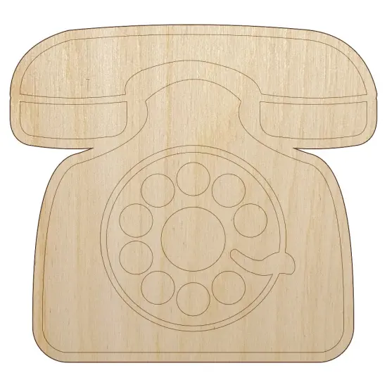 Rotary Dial Phone Unfinished Wood Shape Piece Cutout for DIY Craft Projects {1}