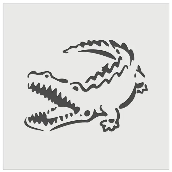 Alligator Crocodile Basking With Jaws Open Wall Cookie DIY Craft Reusable Stencil {7}