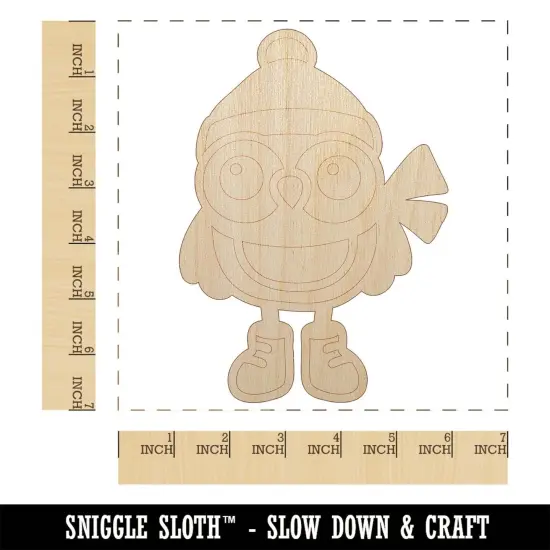 Winter Owl with Hat Scarf Unfinished Wood Shape Piece Cutout for DIY Craft Projects {1}