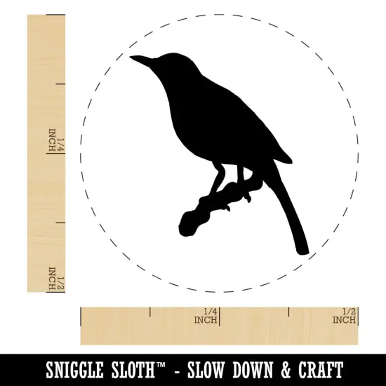 Bird on Branch Solid Self-Inking Rubber Stamp for Stamping Crafting Planners Yellow {1}