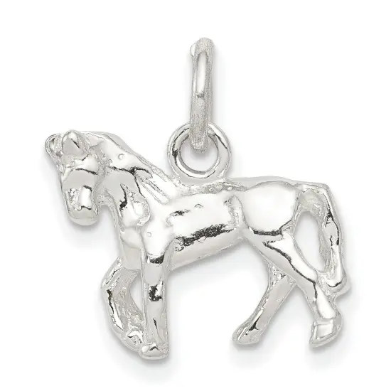 Sterling Silver Horse Charm Jewelry Animal Jewelry 19mm x 16mm {1}