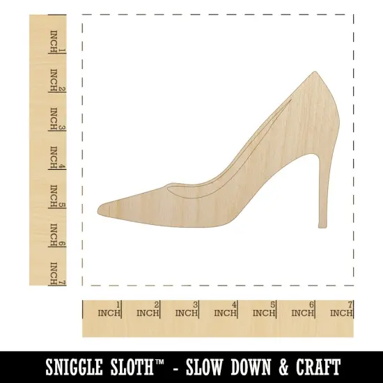 High Heel Pump Shoe Unfinished Wood Shape Piece Cutout for DIY Craft Projects {1}