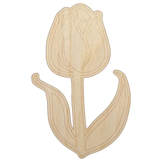 Hand Drawn Tulip Flower Doodle Unfinished Wood Shape Piece Cutout for DIY Craft Projects {2}