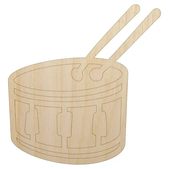 Drum with Sticks Music Instrument Doodle Unfinished Wood Shape Piece Cutout for DIY Craft Projects {1}