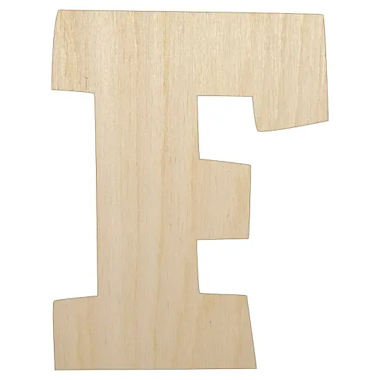 Letter F Uppercase Fun Bold Font Unfinished Wood Shape Piece Cutout for DIY Craft Projects {1}