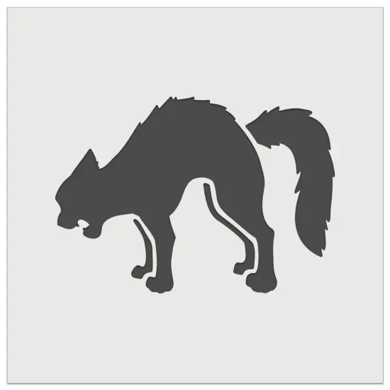 Scared Hissing Black Cat Halloween Wall Cookie DIY Craft Reusable Stencil {2}