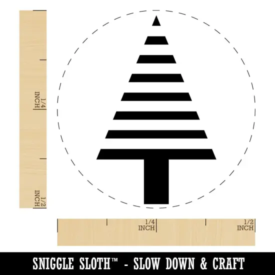 Striped Pine Woodland Tree Self-Inking Rubber Stamp for Stamping Crafting Planners Sky Blue {1}