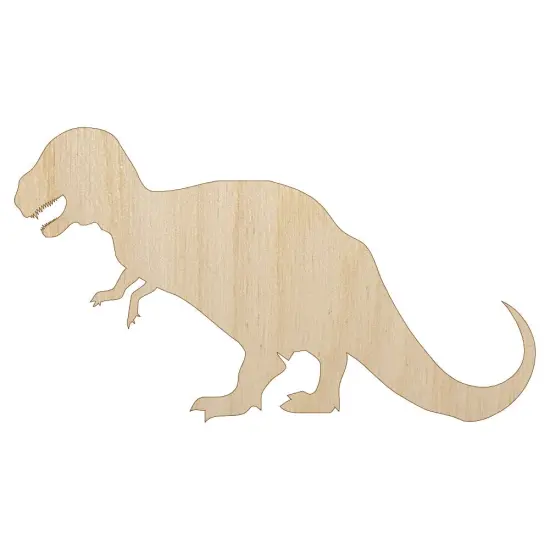 Tyrannosaurus Rex Dinosaur Solid Unfinished Wood Shape Piece Cutout for DIY Craft Projects {1}