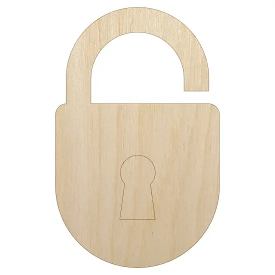 Keyed Padlock Unfinished Wood Shape Piece Cutout for DIY Craft Projects {7}