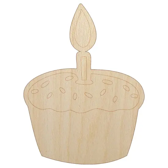 Sprinkled Birthday Cupcake with Candle Unfinished Wood Shape Piece Cutout for DIY Craft Projects {2}