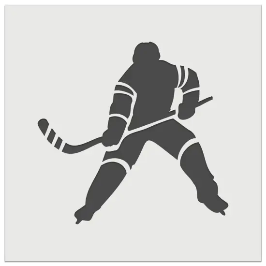 Hockey Player Holding Hockey Stick Wall Cookie DIY Craft Reusable Stencil {2}