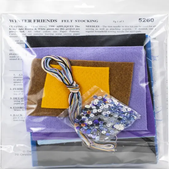 Design Works Felt Stocking Applique Kit 18" Long-Winter Friends {2}