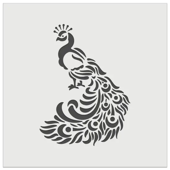 Peacock with Draping Tail Feathers Wall Cookie DIY Craft Reusable Stencil {2}