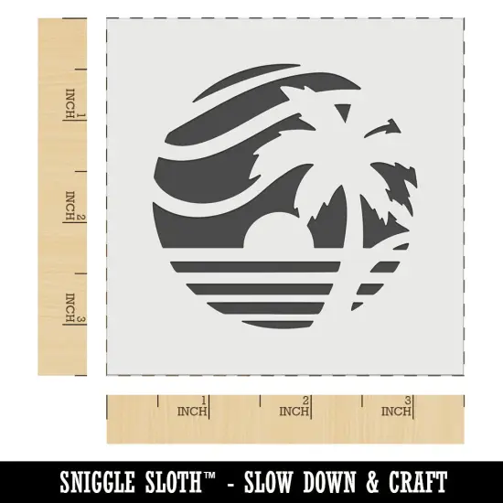 Beach Sunset Scene Tropical Ocean Wall Cookie DIY Craft Reusable Stencil {6}