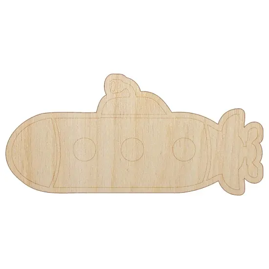 Submarine with Periscope Underwater Vehicle Unfinished Wood Shape Piece Cutout for DIY Craft Projects {7}