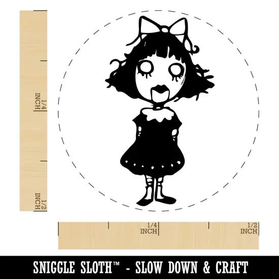 Creepy Spooky Horror Girl Doll Puppet Self-Inking Rubber Stamp for Stamping Crafting Planners Red {1}