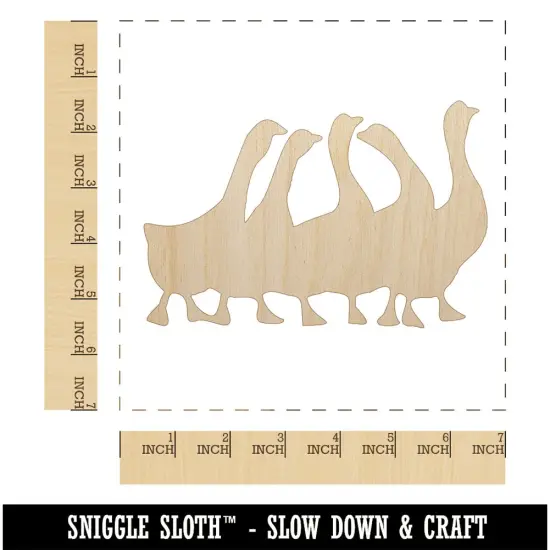 Geese Gaggle Goose Family Solid Unfinished Wood Shape Piece Cutout for DIY Craft Projects {1}