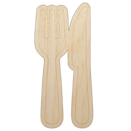 Fork and Knife Solid Silhouette Unfinished Wood Shape Piece Cutout for DIY Craft Projects {7}