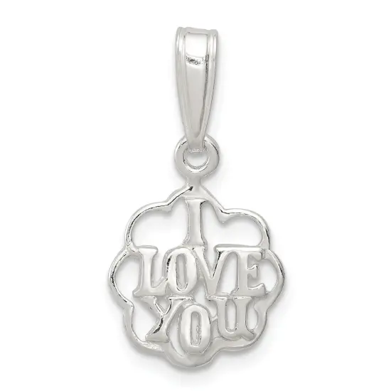 Sterling Silver I Love You Charm Pendant Jewelry 23mm x 12mm {1}
