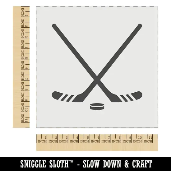 Crossed Hockey Sticks with Puck Wall Cookie DIY Craft Reusable Stencil {1}