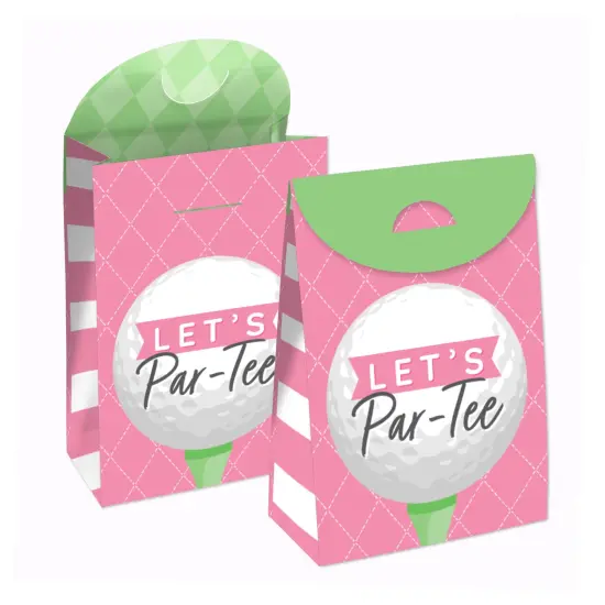 Big Dot of Happiness Golf Girl - Pink Birthday Party or Baby Shower Gift Favor Bags - Party Goodie Boxes - Set of 12 {1}