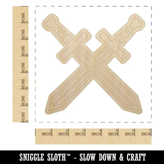 Crossed Swords Battle Icon Unfinished Wood Shape Piece Cutout for DIY Craft Projects {1}