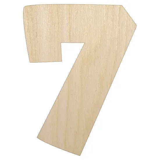 Number 7 Seven Fun Bold Font Unfinished Wood Shape Piece Cutout for DIY Craft Projects {1}