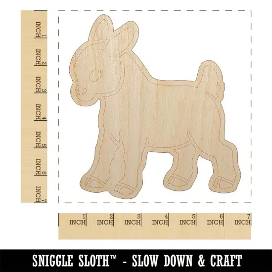 Cute Baby Goat Unfinished Wood Shape Piece Cutout for DIY Craft Projects {1}