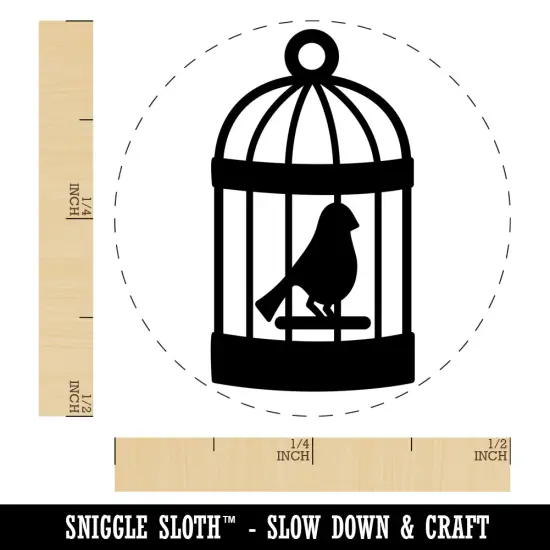 Bird Cage with Bird Self-Inking Rubber Stamp for Stamping Crafting Planners Purple {1}