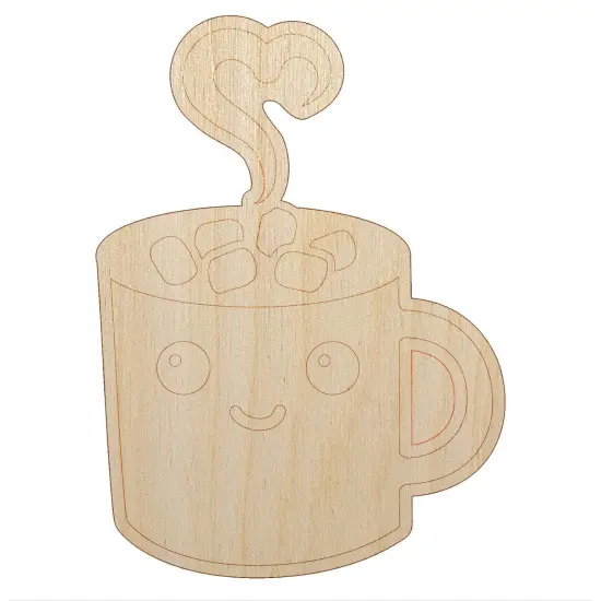 Cute Kawaii Hot Chocolate Unfinished Wood Shape Piece Cutout for DIY Craft Projects {7}