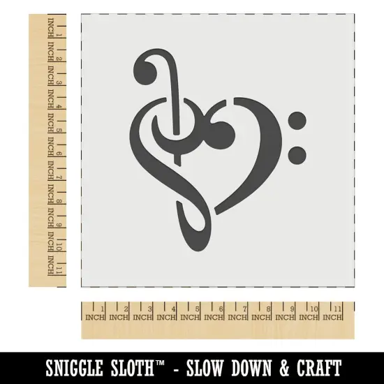 Treble Bass Clef Heart Music Love Wall Cookie DIY Craft Reusable Stencil {1}