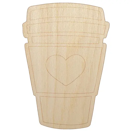 Cute Coffee Lover Traveling Mug Cup Tea Hot Chocolate Unfinished Wood Shape Piece Cutout for DIY Craft Projects {7}