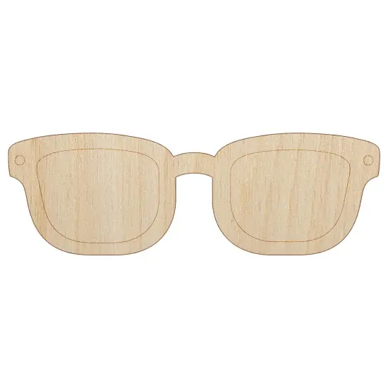 Thick Framed Glasses Geek Hipster Unfinished Wood Shape Piece Cutout for DIY Craft Projects {7}