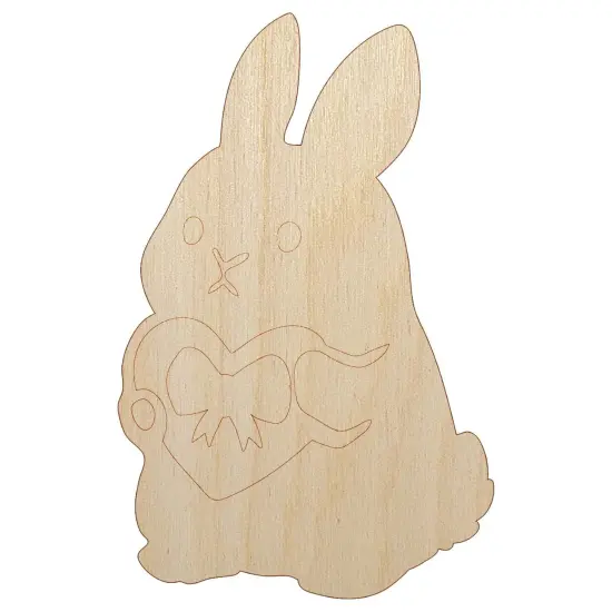 Cute Bunny Rabbit with Valentine's Day Heart Unfinished Wood Shape Piece Cutout for DIY Craft Projects {2}