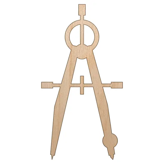 Drafting Geometric Compass Mechanical Engineer Unfinished Wood Shape Piece Cutout for DIY Craft Projects {7}