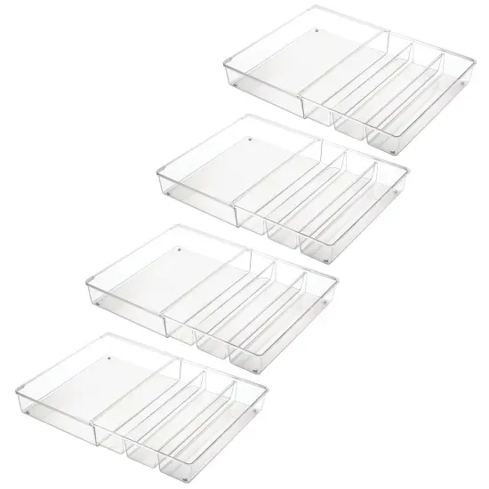 mDesign Plastic Adjustable/Expandable Drawer Storage Organizer, 4 Pack, Clear {4}