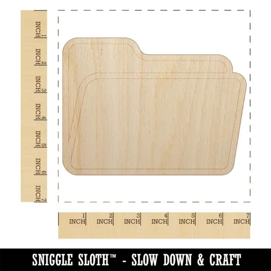 Open Empty Folder Icon Unfinished Wood Shape Piece Cutout for DIY Craft Projects {1}