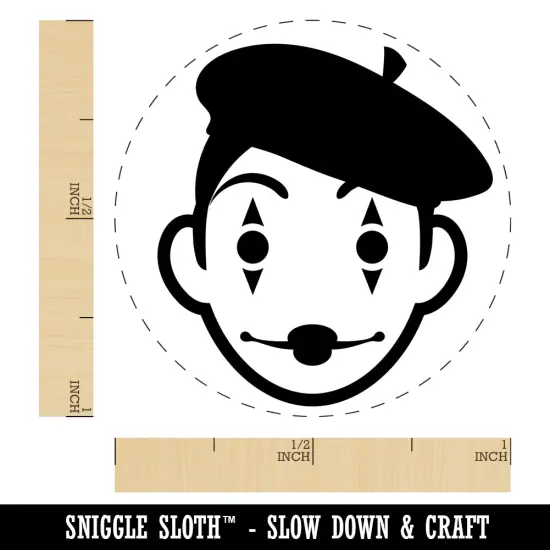 French Mime with Beret Self-Inking Rubber Stamp for Stamping Crafting Planners Blue {1}