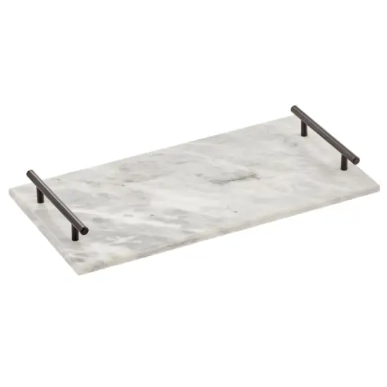 mDesign Marble Serving Tray Board with Handles for Entertaining {5}
