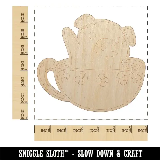 Teacup Pig Unfinished Wood Shape Piece Cutout for DIY Craft Projects {1}
