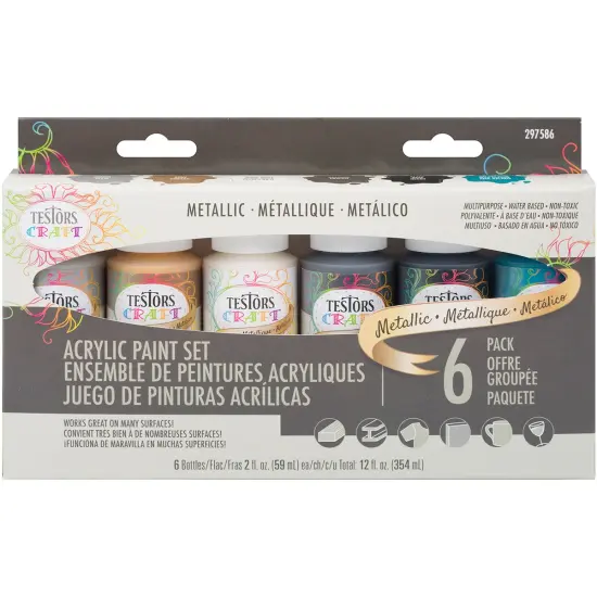 Testors Craft Acrylic Paint Set 6/Pkg-Metallic Jewels {1}