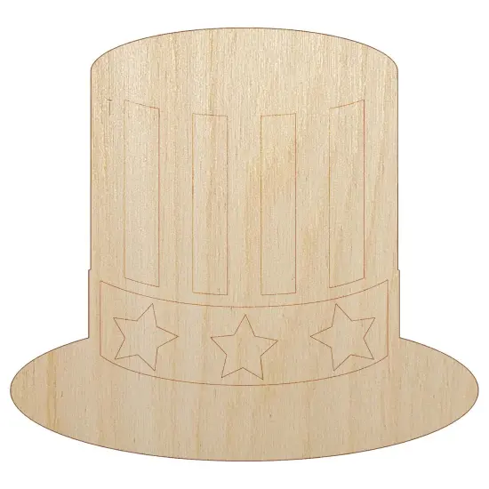 Fourth of July Patriotic Hat Unfinished Wood Shape Piece Cutout for DIY Craft Projects {2}