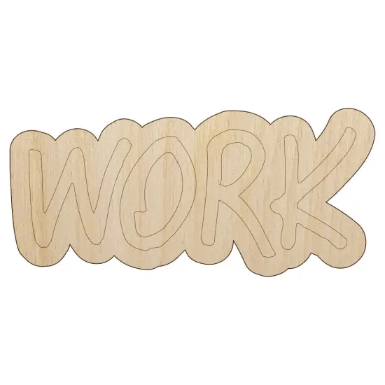 Work Text Unfinished Wood Shape Piece Cutout for DIY Craft Projects {1}