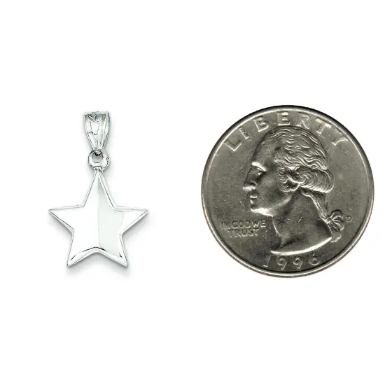 Sterling Silver Star Charm Pendant Celestial Jewelry 23mm x 16mm {2}