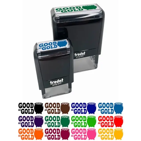 Good as Gold Pot of Gold Teacher Student School Self-Inking Rubber Stamp Ink Stamper Blue {1}